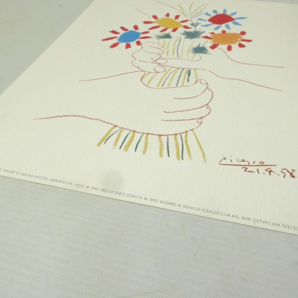 Vintage art print Pablo Picasso Flowers & Hands, Bouquet of Peace. 1992 poster - Image 7