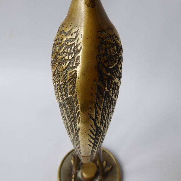 Vintage brass crane stalk figurine. Cast metal figure, stylised retro bird 1970s - Image 11