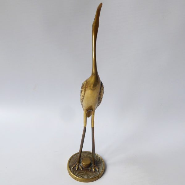 Vintage brass crane stalk figurine. Cast metal figure, stylised retro bird 1970s - Image 7