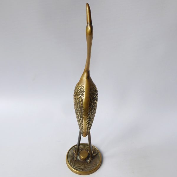 Vintage brass crane stalk figurine. Cast metal figure, stylised retro bird 1970s - Image 10