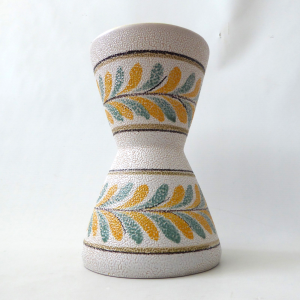 Vintage ceramic pottery vase, Italian/West German, textured yellow, 1970s retro