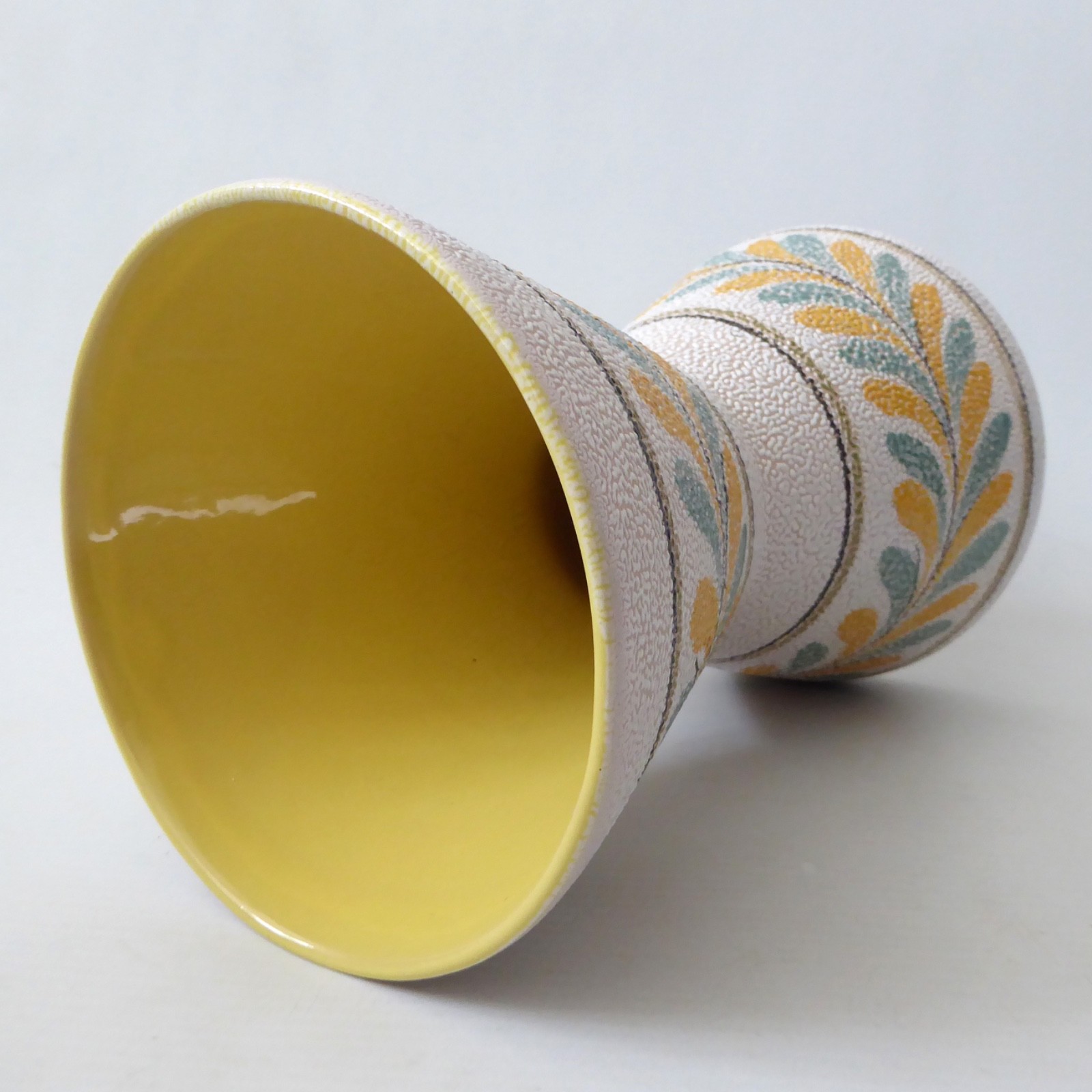 Vintage ceramic pottery vase, Italian/West German, textured yellow, 1970s retro - Image 5