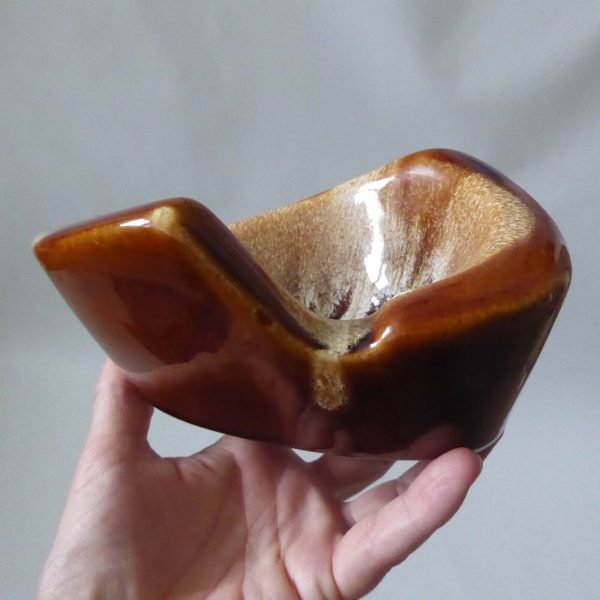 Vintage retro ceramic ashtray #19 brown drip glaze bowl, W.German/Fosters style - Image 13