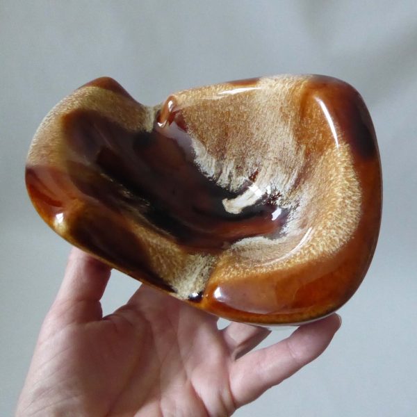 Vintage retro ceramic ashtray #19 brown drip glaze bowl, W.German/Fosters style - Image 14