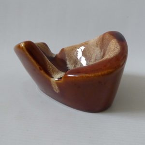 Vintage retro ceramic ashtray #19 brown drip glaze bowl, W.German/Fosters style