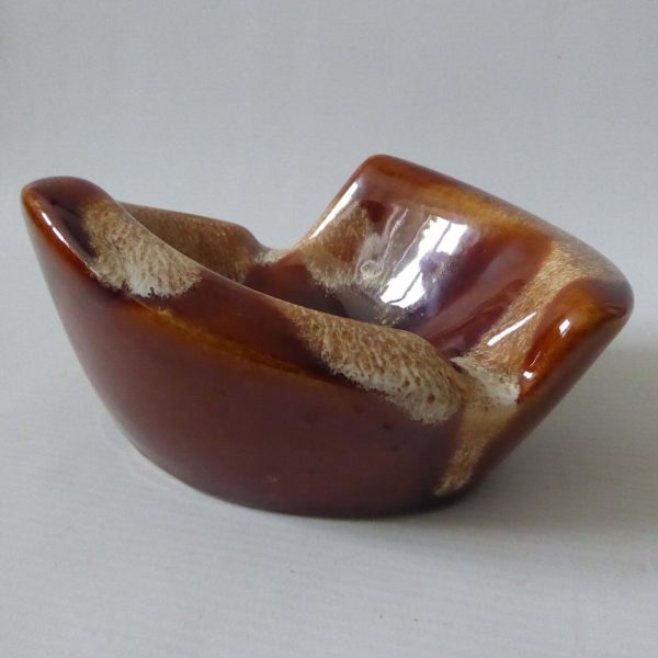 Vintage retro ceramic ashtray #19 brown drip glaze bowl, W.German/Fosters style - Image 5