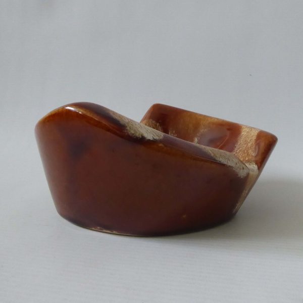 Vintage retro ceramic ashtray #19 brown drip glaze bowl, W.German/Fosters style - Image 7