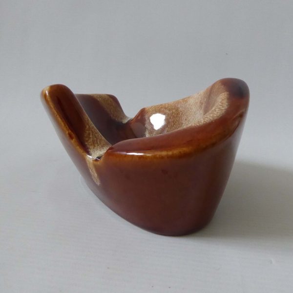 Vintage retro ceramic ashtray #19 brown drip glaze bowl, W.German/Fosters style - Image 8