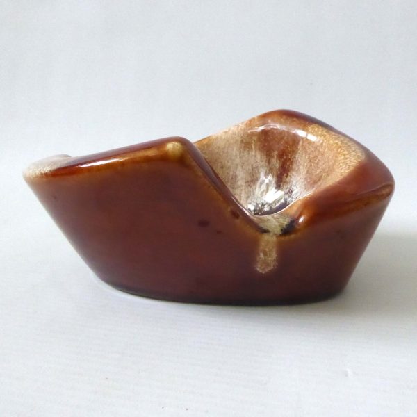 Vintage retro ceramic ashtray #19 brown drip glaze bowl, W.German/Fosters style - Image 9