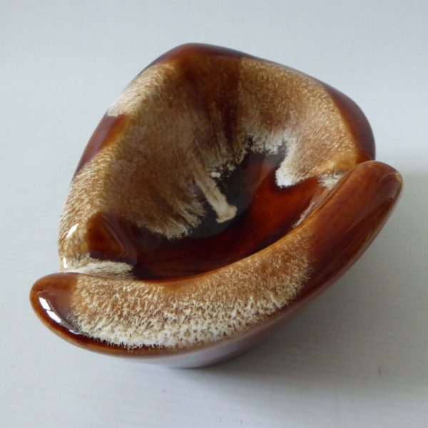 Vintage retro ceramic ashtray #19 brown drip glaze bowl, W.German/Fosters style - Image 10