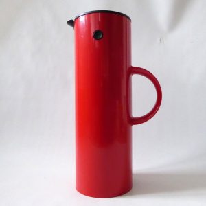 Vintage retro red Stelton EM77 Erik Magnussen vacuum jug coffee flask, Denmark