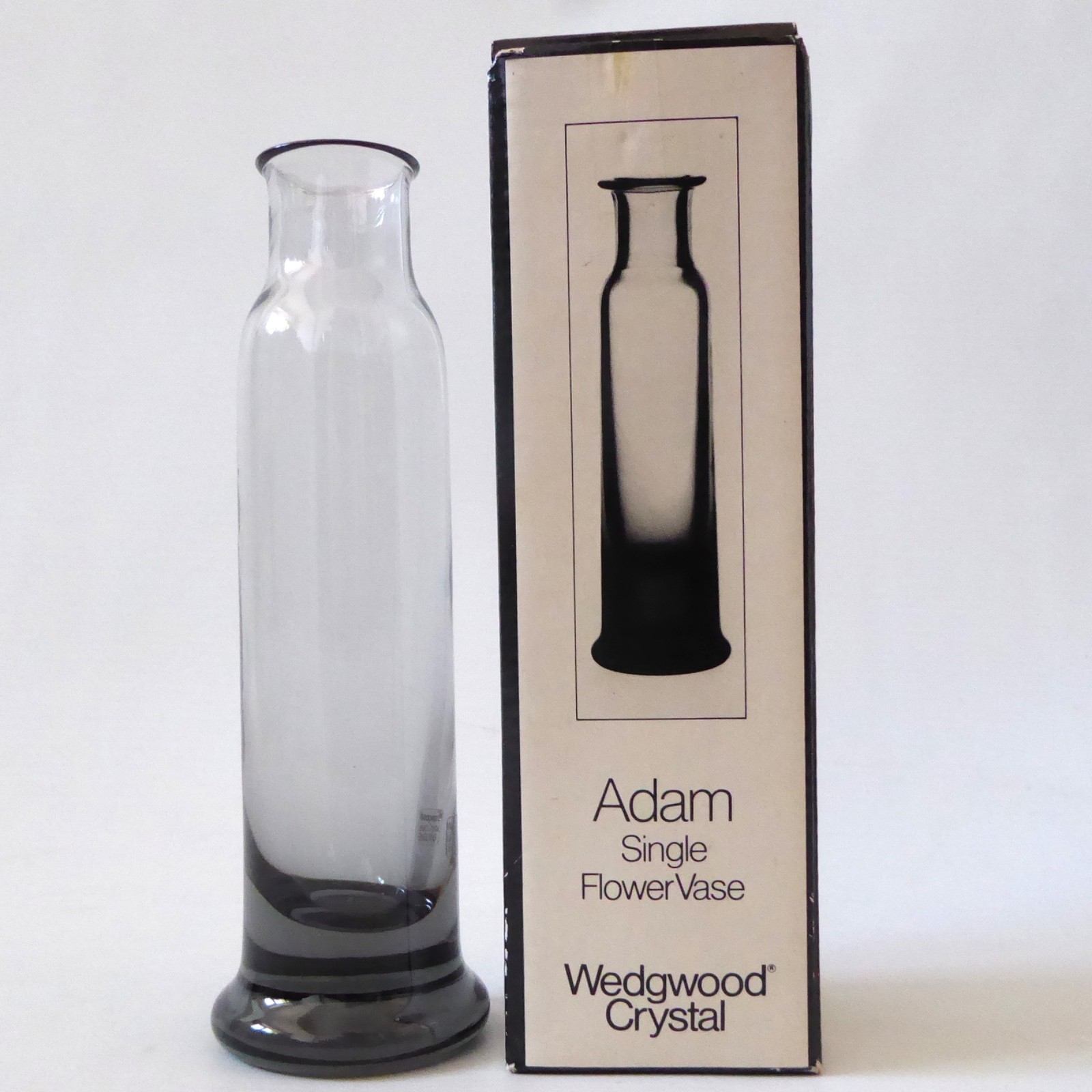 Wedgwood Adam FJT3 art glass stem vase, Frank Thrower Midnight Grey, crystal 80s - Image 3