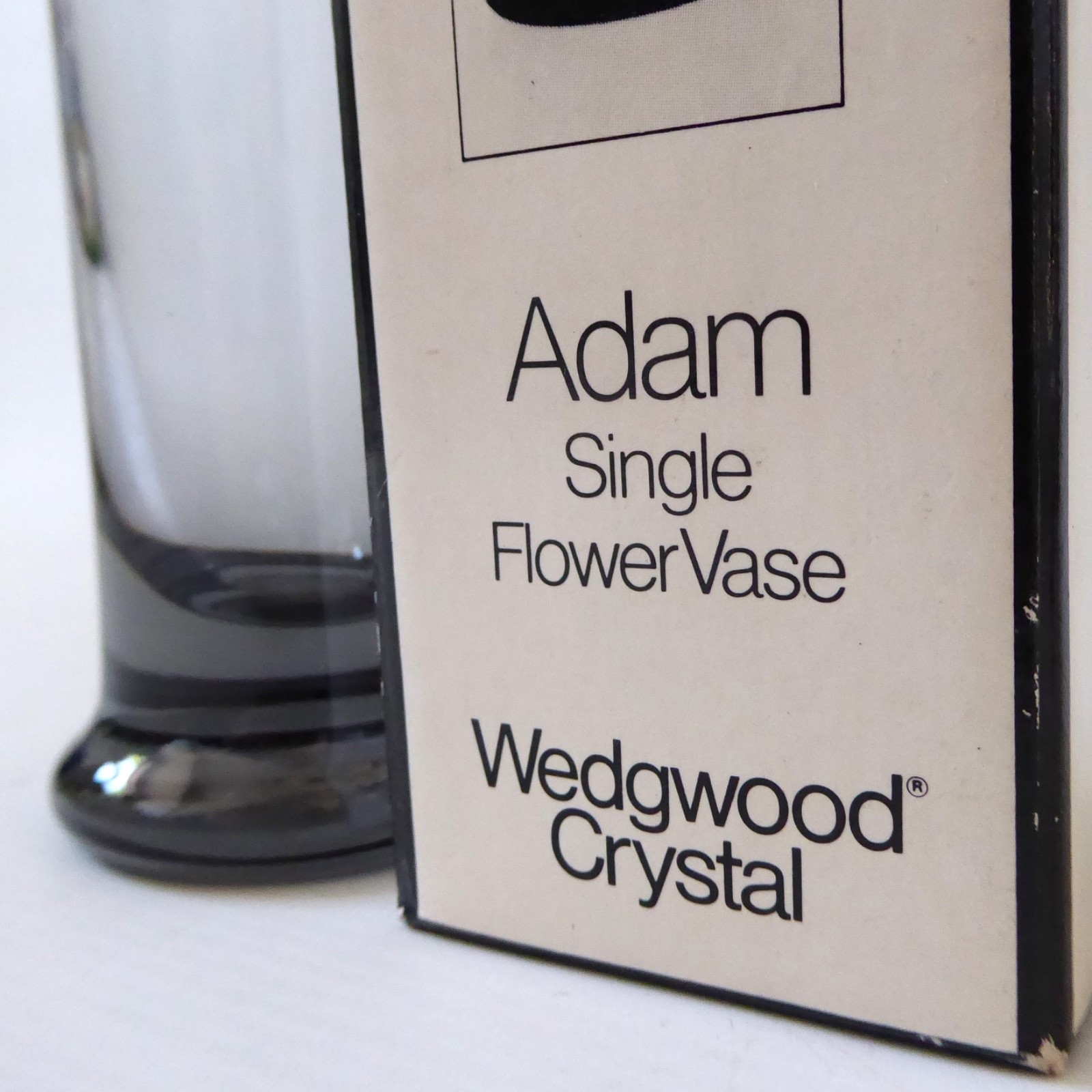 Wedgwood Adam FJT3 art glass stem vase, Frank Thrower Midnight Grey, crystal 80s - Image 5