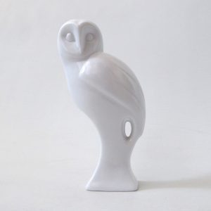 White porcelain minimalist modernist owl figurine vintage simplified bird figure