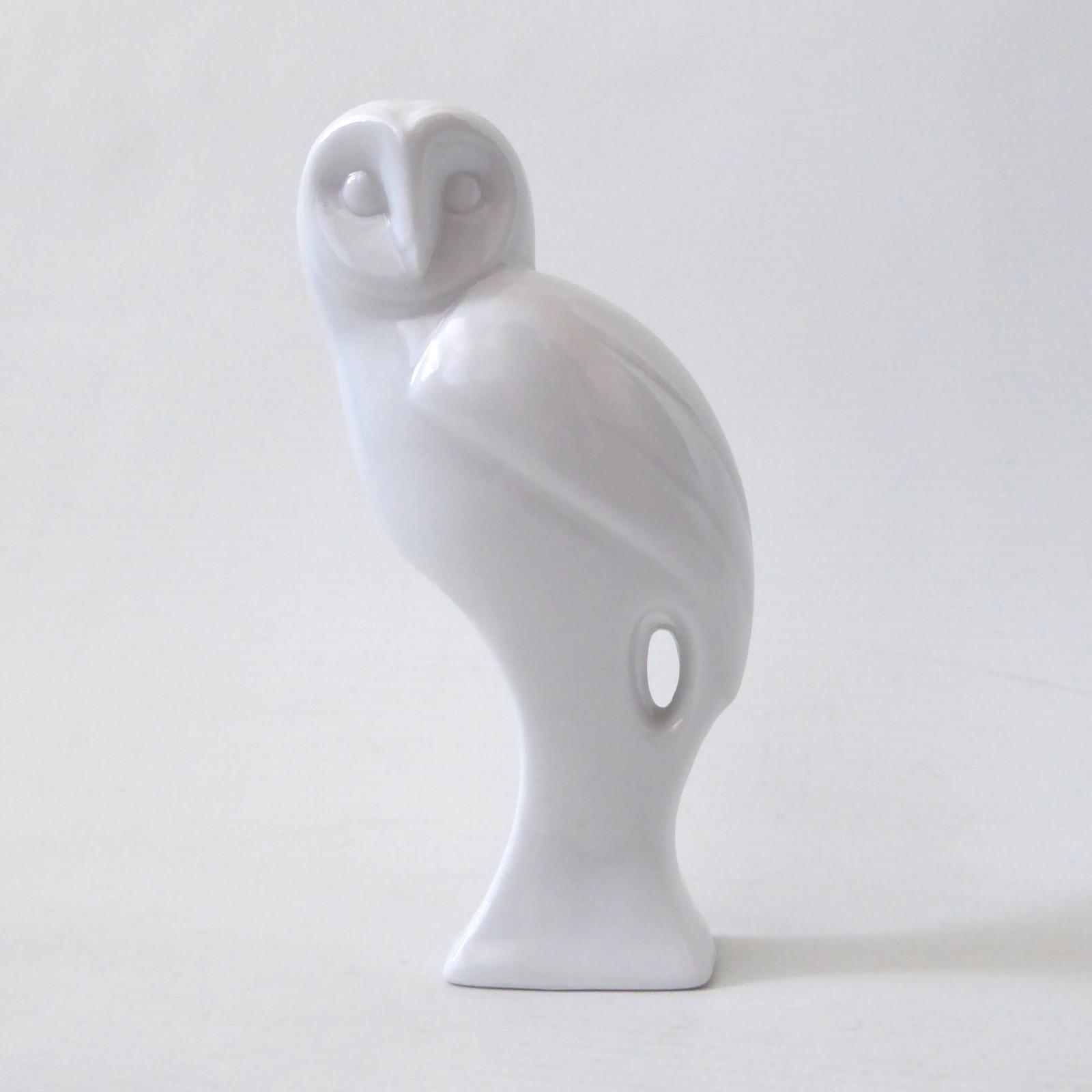 White porcelain minimalist modernist owl figurine vintage simplified bird figure