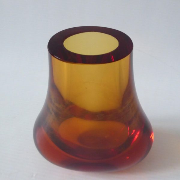 Whitefriars hambone 5.5" 9656 art glass vase, Gold FLC full lead crystal, 1980 - Image 4