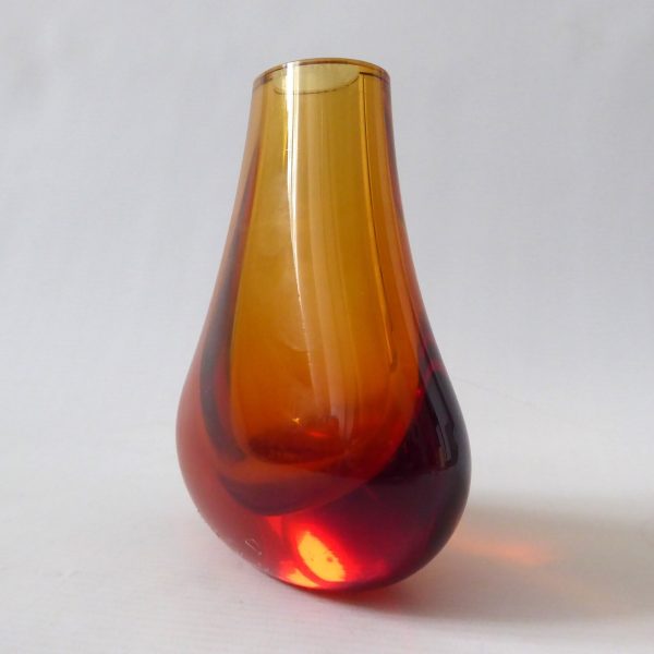 Whitefriars hambone 5.5" 9656 art glass vase, Gold FLC full lead crystal, 1980 - Image 6