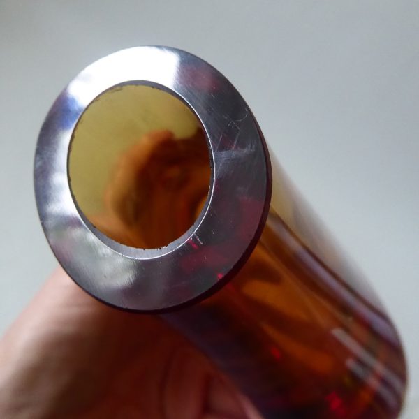 Whitefriars hambone 5.5" 9656 art glass vase, Gold FLC full lead crystal, 1980 - Image 8