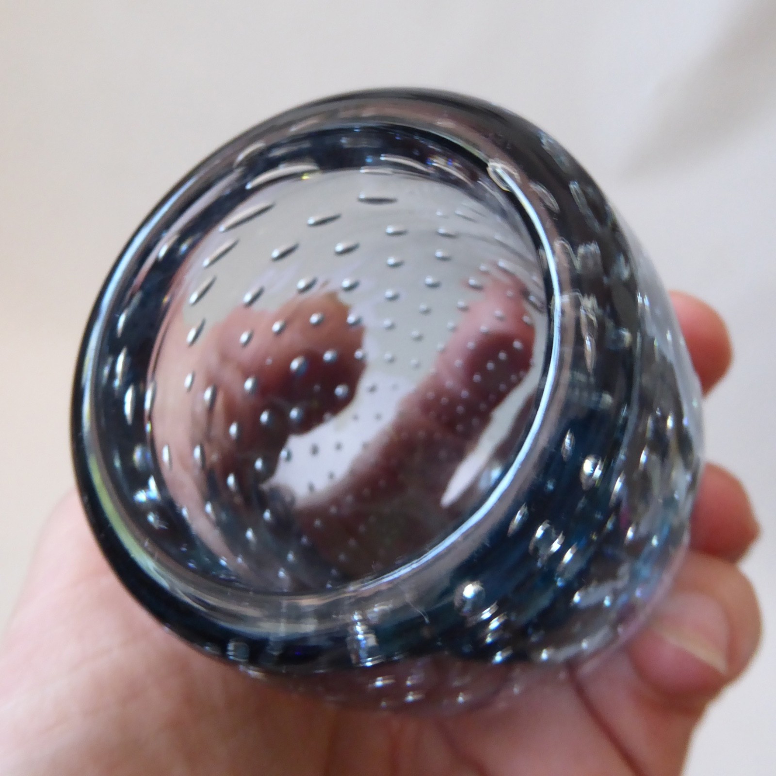 Whitefriars vintage art glass ovoid vase pot 9506 arctic blue controlled bubbles - Image 8