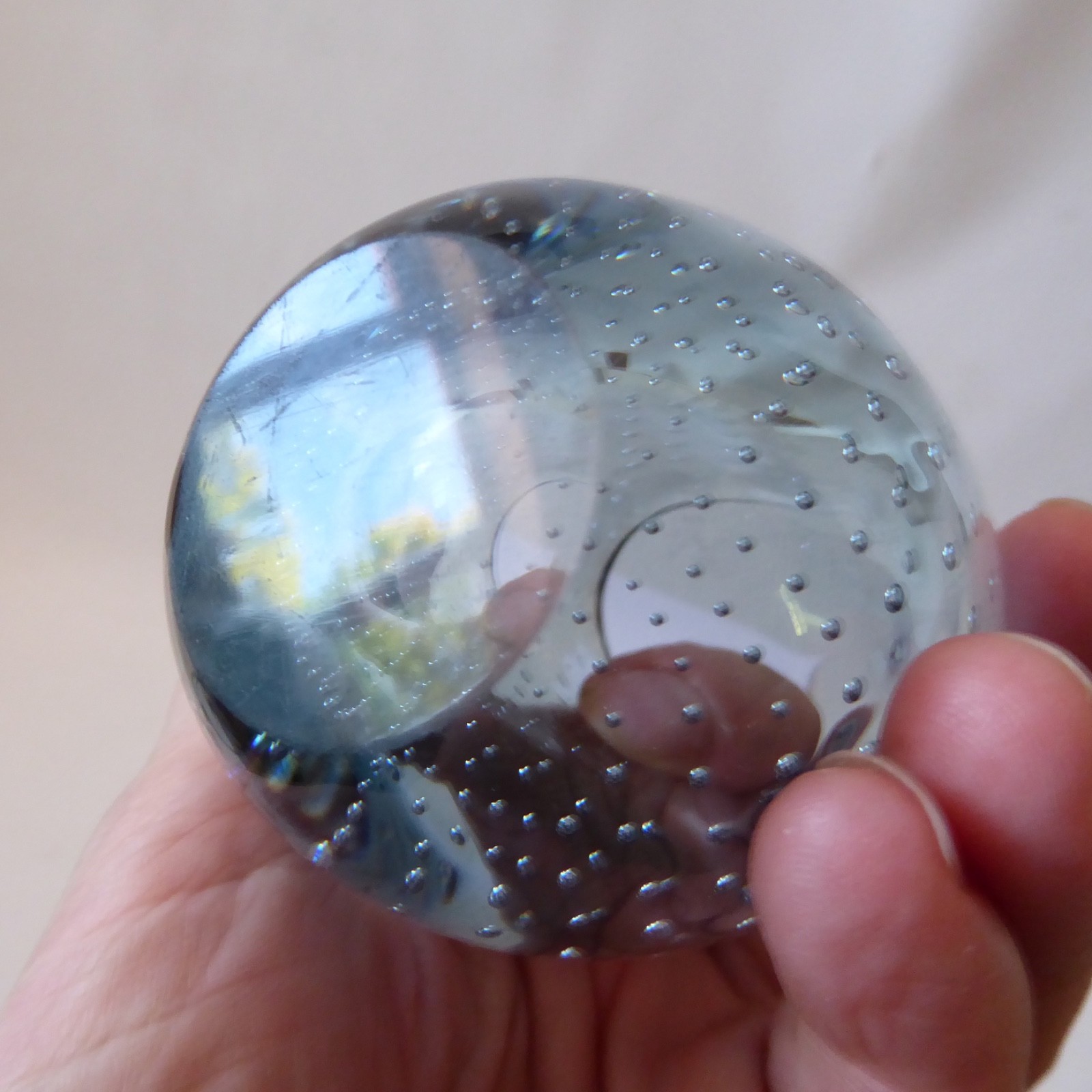 Whitefriars vintage art glass ovoid vase pot 9506 arctic blue controlled bubbles - Image 9