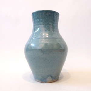 1965 CWB Studio Pottery vase, signed SP vintage handmade stoneware, blue/green
