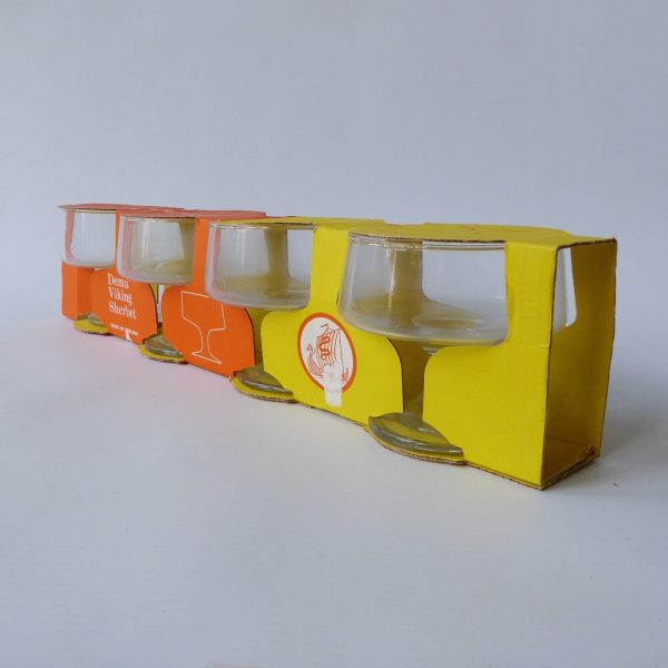 1970s vintage Dema Viking set 4 dessert sherbet ice-cream glasses, boxed retro - Image 11