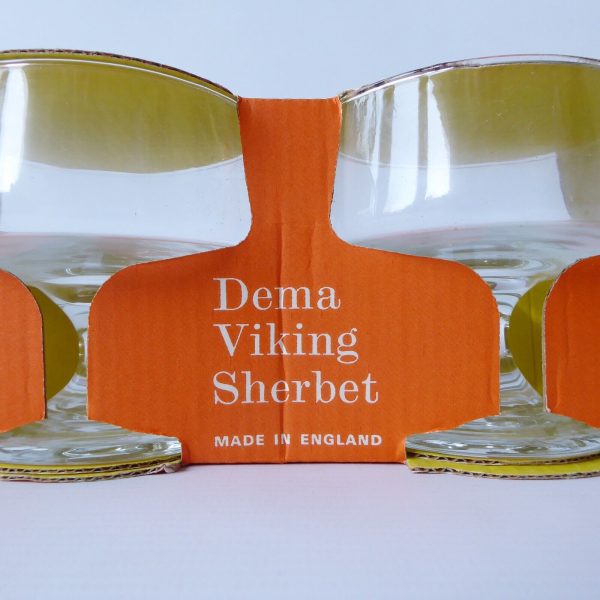 1970s vintage Dema Viking set 4 dessert sherbet ice-cream glasses, boxed retro - Image 4