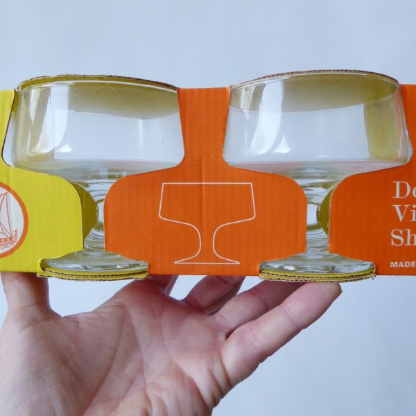 1970s vintage Dema Viking set 4 dessert sherbet ice-cream glasses, boxed retro - Image 10