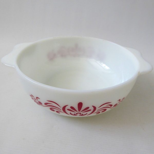 60s vintage Pyrex JAJ Red Scroll easy-grip round casserole dish bowl, 3 pint 510 - Image 4