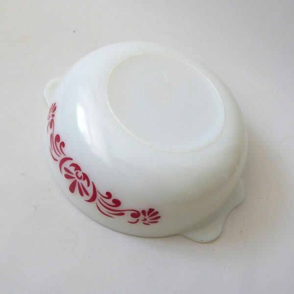 60s vintage Pyrex JAJ Red Scroll easy-grip round casserole dish bowl, 3 pint 510 - Image 5