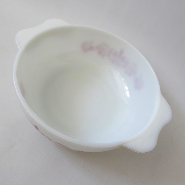 60s vintage Pyrex JAJ Red Scroll easy-grip round casserole dish bowl, 3 pint 510 - Image 6