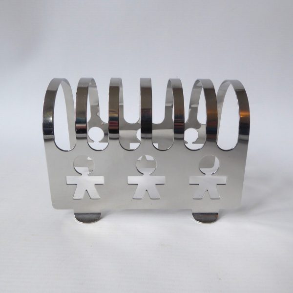 Alessi Girotondo standing cutout men Toast Rack 6pc holder . Polished inox steel - Image 3