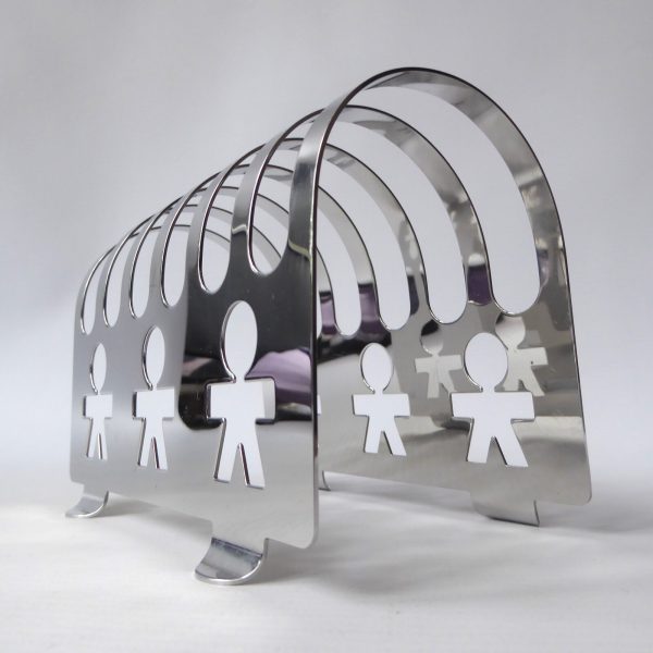 Alessi Girotondo standing cutout men Toast Rack 6pc holder . Polished inox steel - Image 4