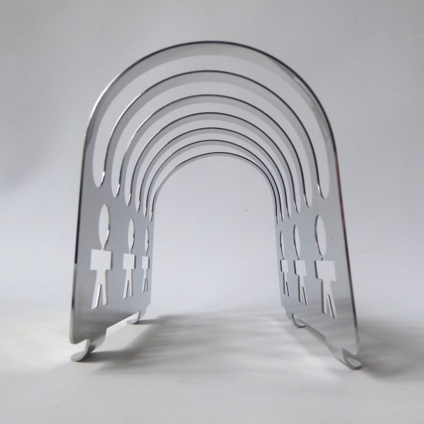 Alessi Girotondo standing cutout men Toast Rack 6pc holder . Polished inox steel - Image 5