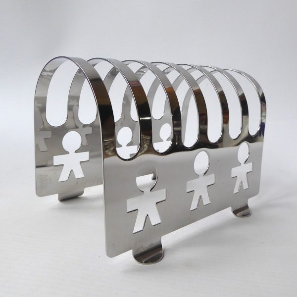 Alessi Girotondo standing cutout men Toast Rack 6pc holder . Polished inox steel - Image 6