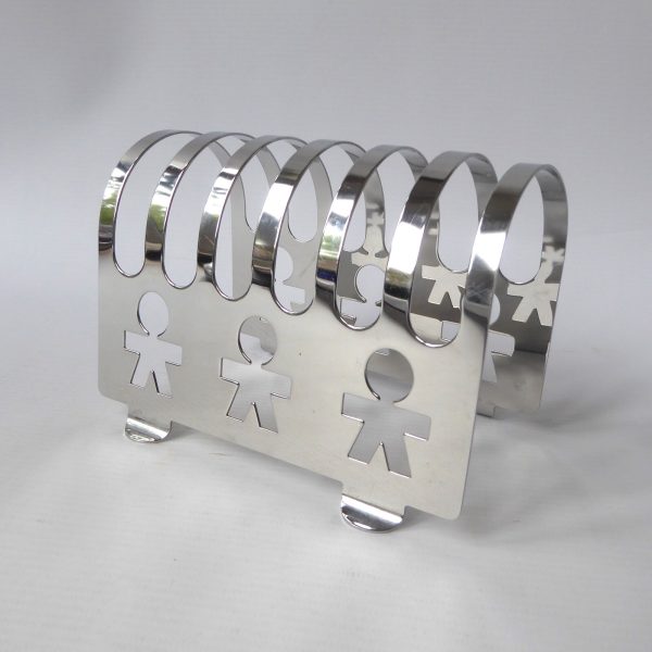 Alessi Girotondo standing cutout men Toast Rack 6pc holder . Polished inox steel - Image 7