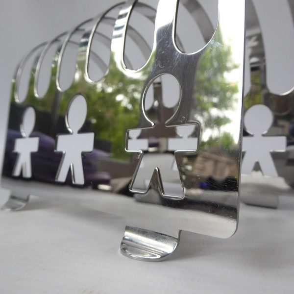 Alessi Girotondo standing cutout men Toast Rack 6pc holder . Polished inox steel - Image 8