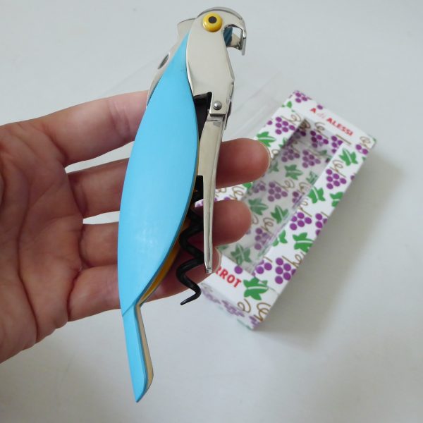 Alessi Parrot sommelier corkscrew, A. Mendini 2005. Blue yellow boxed. Barware - Image 12