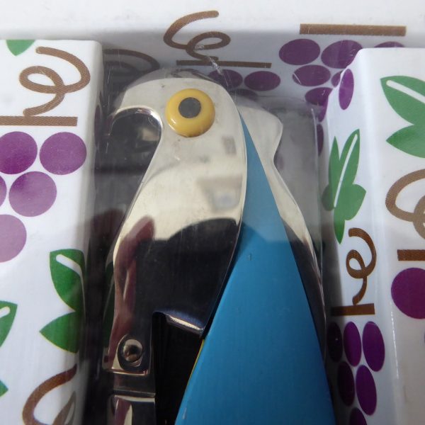 Alessi Parrot sommelier corkscrew, A. Mendini 2005. Blue yellow boxed. Barware - Image 3