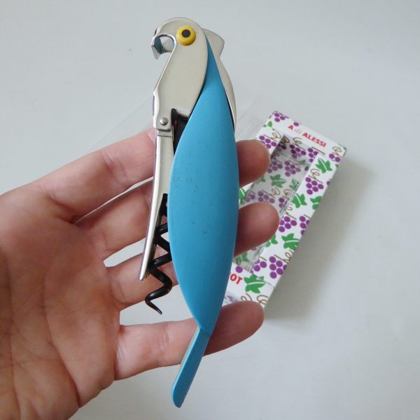 Alessi Parrot sommelier corkscrew, A. Mendini 2005. Blue yellow boxed. Barware - Image 8
