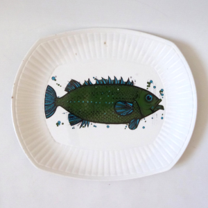 Aquarius fish series Washington Pottery ironstone oval plate platter, beefeater