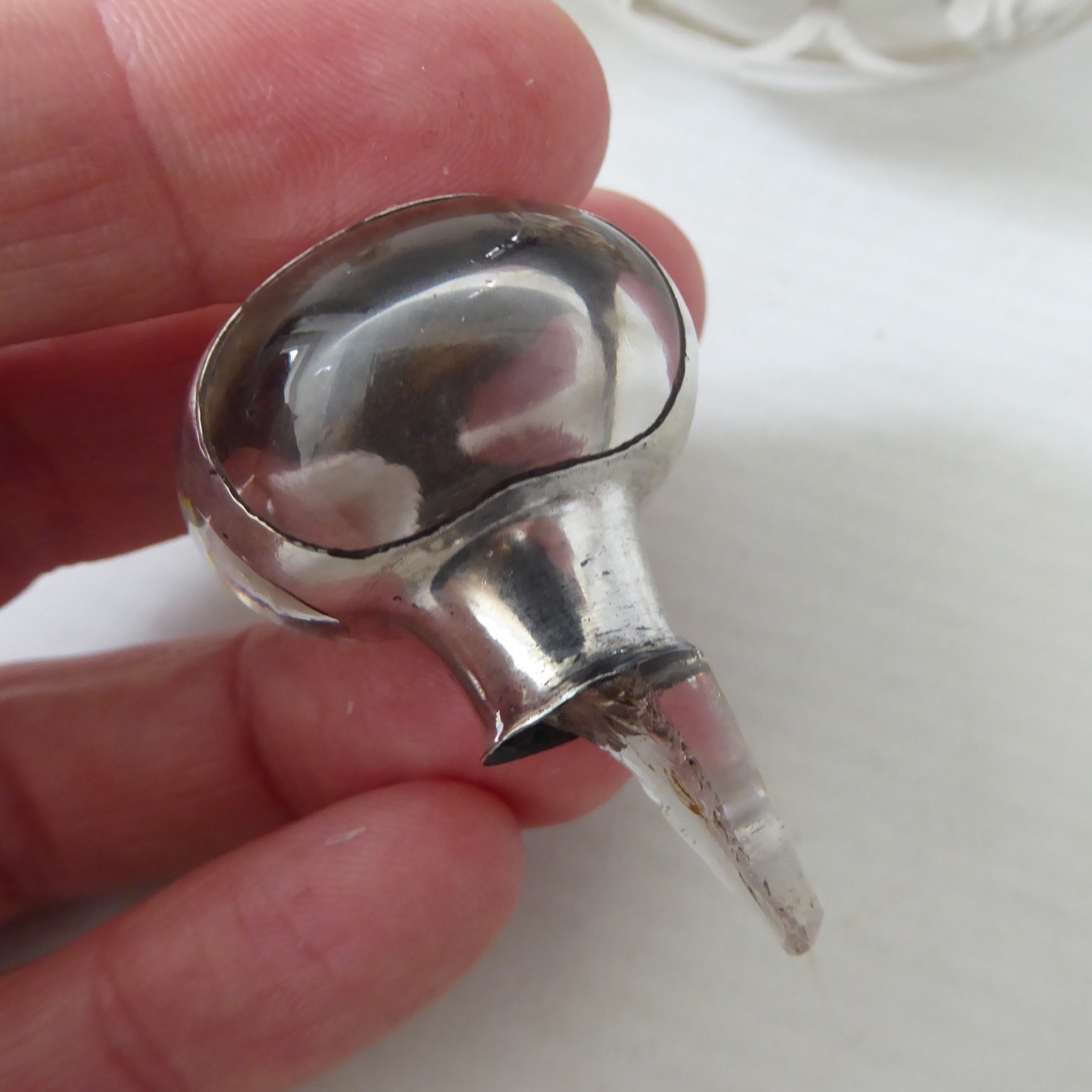 Art Nouveau antique sterling silver overlay glass 2 perfume bottles, vintage - Image 16