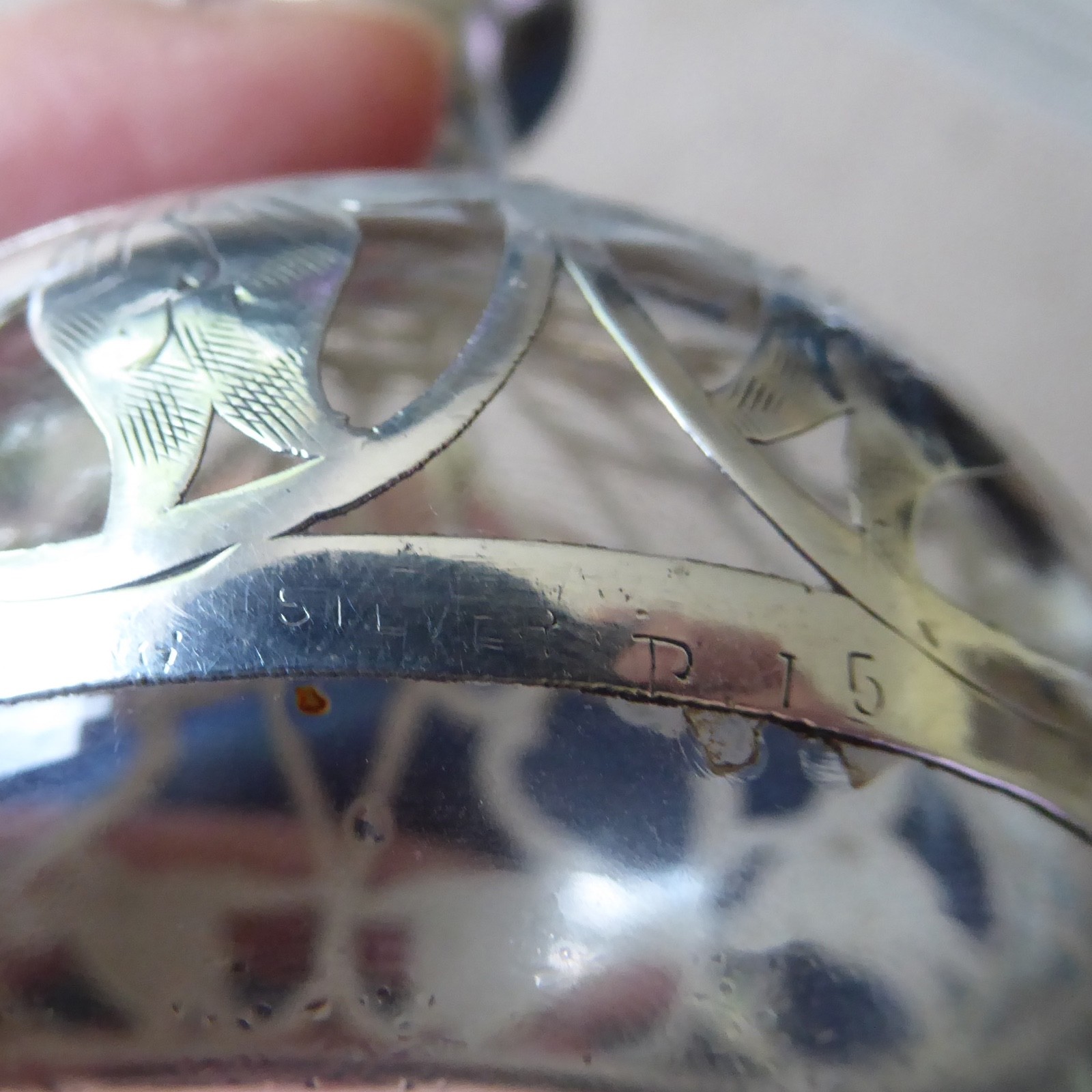 Art Nouveau antique sterling silver overlay glass 2 perfume bottles, vintage - Image 22