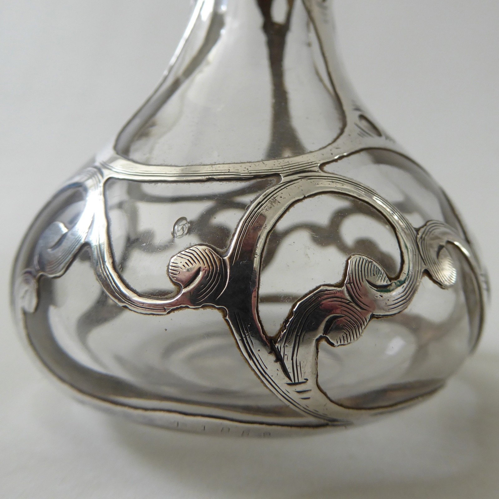 Art Nouveau antique sterling silver overlay glass 2 perfume bottles, vintage - Image 7