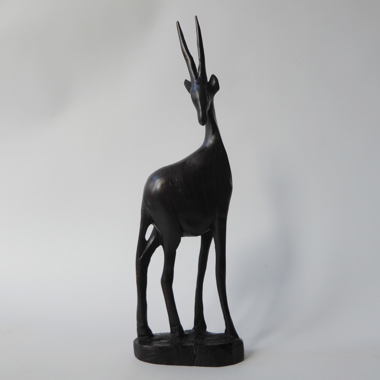 Black wood African gazelle antelope. Modernist sculpture, hand carved figurine - Image 3