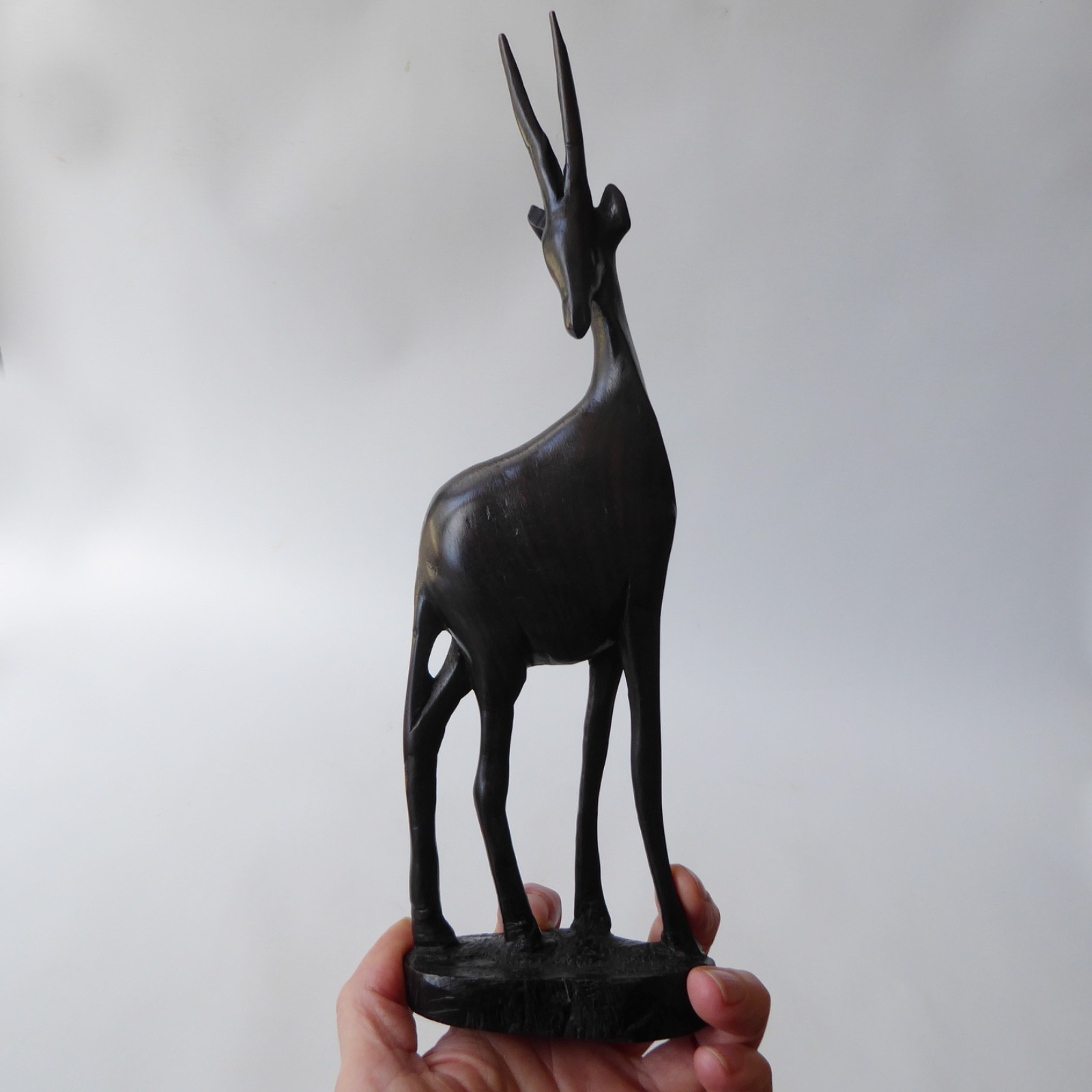 Black wood African gazelle antelope. Modernist sculpture, hand carved figurine - Image 4