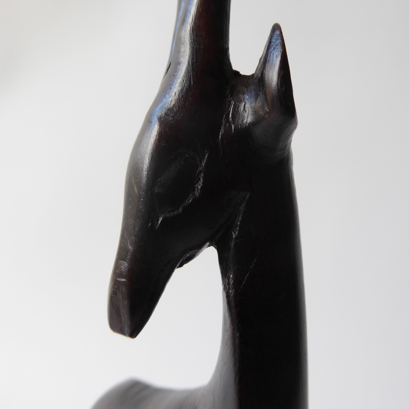 Black wood African gazelle antelope. Modernist sculpture, hand carved figurine - Image 6