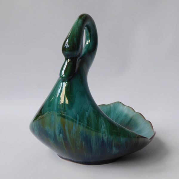 Blue Mountain Pottery Canada vintage ceramic SWAN figurine dish, green black BMP - Image 6