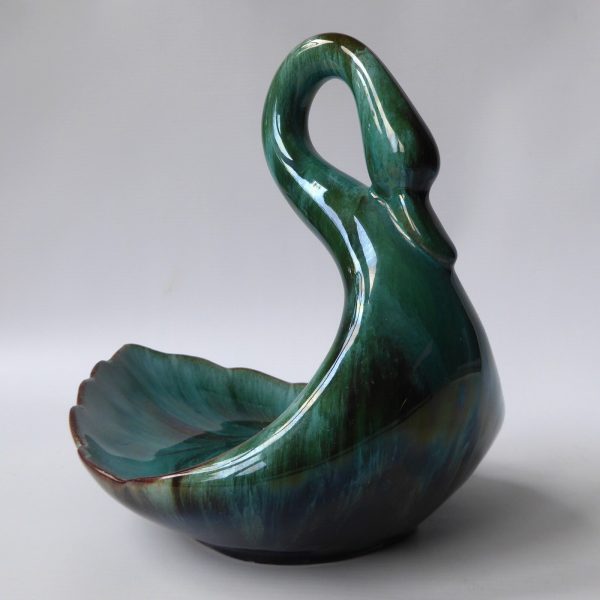 Blue Mountain Pottery Canada vintage ceramic SWAN figurine dish, green black BMP - Image 7