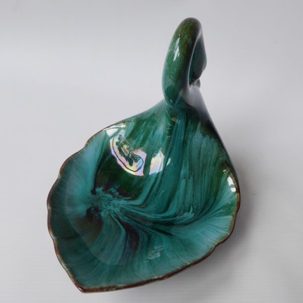 Blue Mountain Pottery Canada vintage ceramic SWAN figurine dish, green black BMP - Image 9